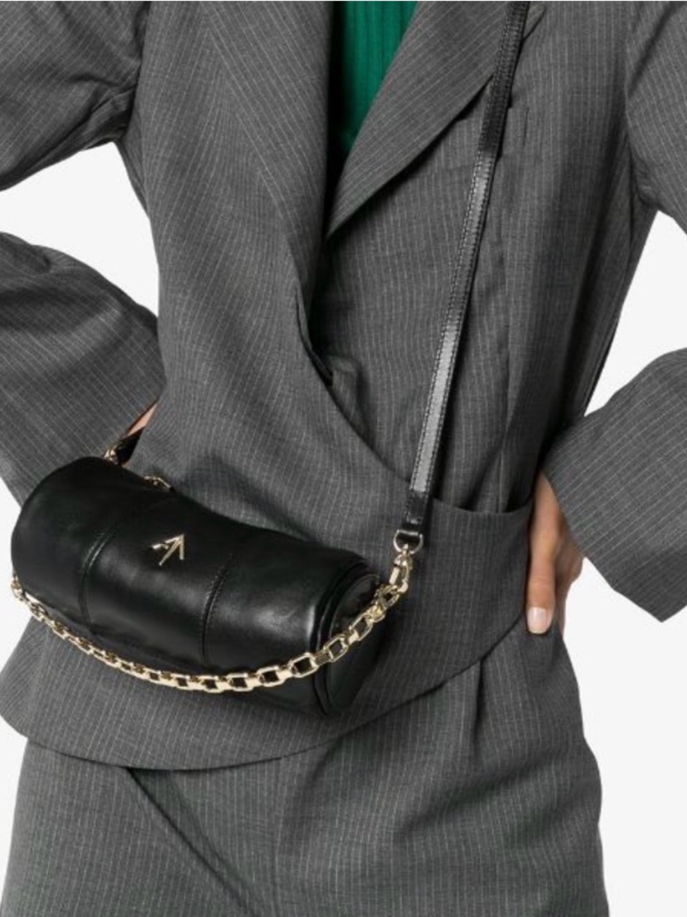 Manu Atelier Black Leather Mini Cylinder Bag